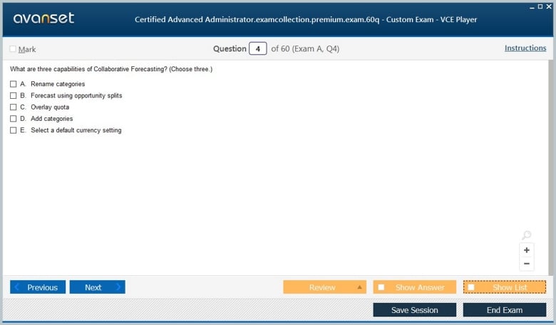 Certified Advanced Administrator Premium VCE Screenshot #1